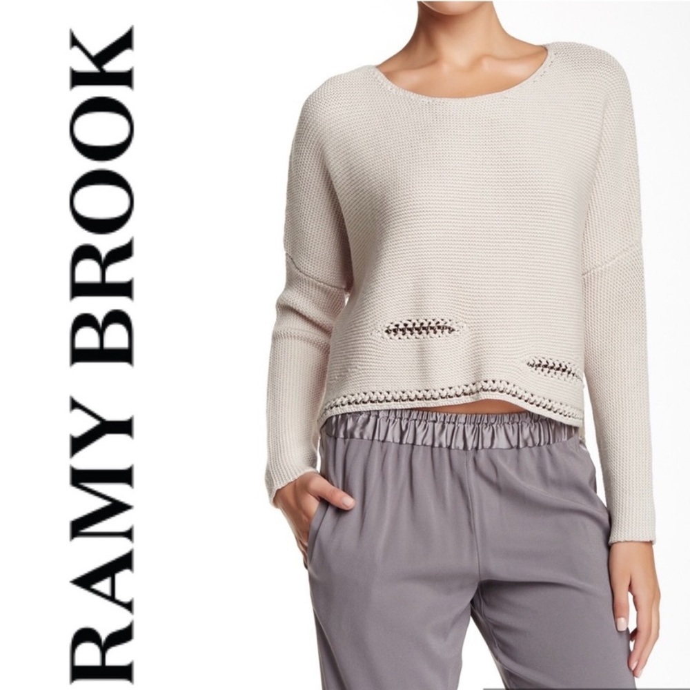 Ramy Brook Merino Wool Willow Chain Crop Sweater XS